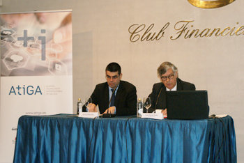 Manuel Varela y Juan Manuel Vieites en la presentación del balance de ATIGA.