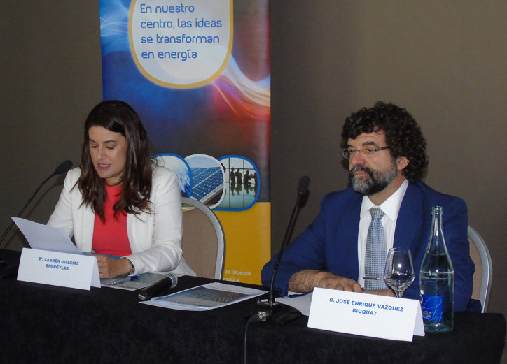 Carmen González, directora de EnergyLab; y José Enrique Vázquez, director de Bioquat y presidente de honor del Grupo de Gestores Energéticos de Cataluña.