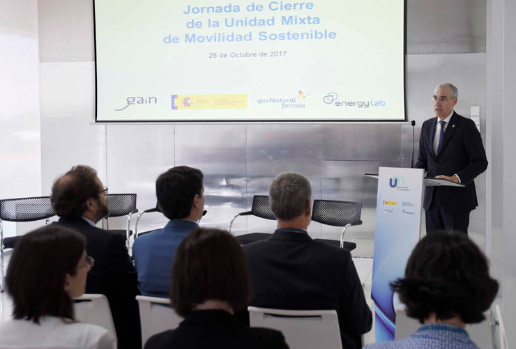El conselleiro Francisco Conde en su intervención en la jornada de cierre de la UMI Movilidad sostenible.