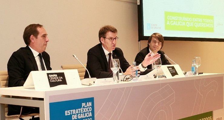 El presidente de la Xunta en el acto de balance del Plan Estratégico de Galicia.
