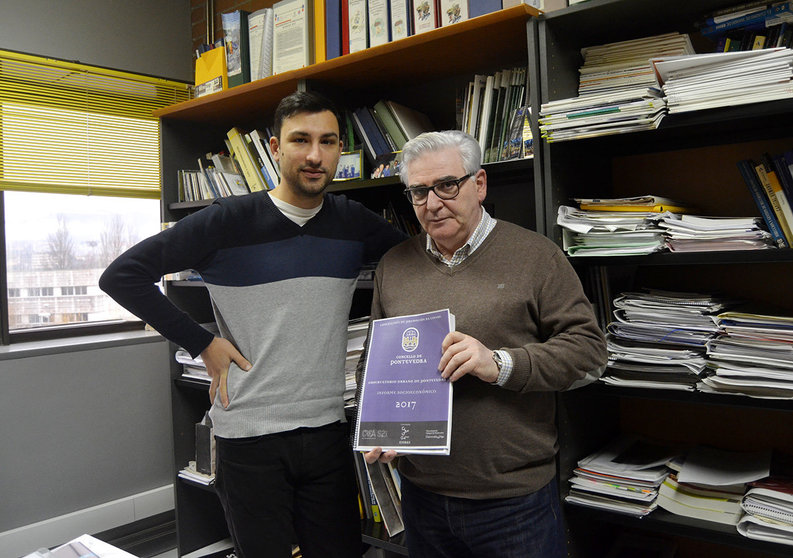 Daniel Gallego e Pedro Figueroa, coordinadores do informe do Observatorio Urbano de Pontevedra./DUVI.