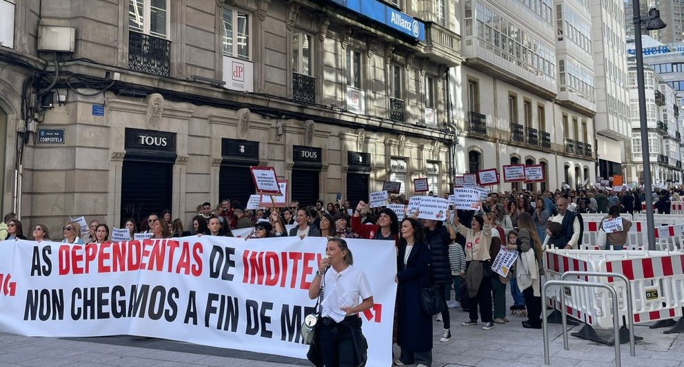 Manifestación de traballadoras de tendas de Inditex na Coruña o pasado 6 de novembro./CIG.