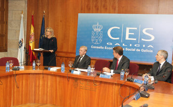 La presidenta del Consello Económico y Social, Corina Porro, en su intervención en el pleno./C.P.
