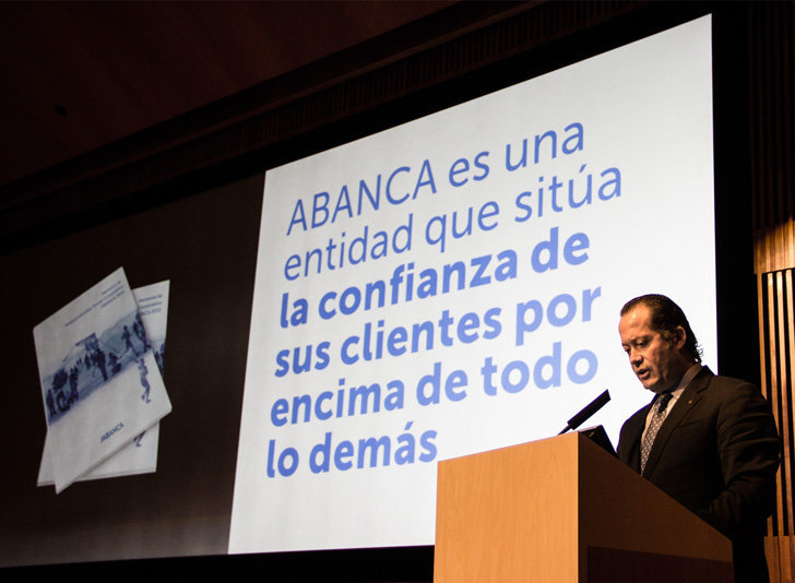 El vicepresidente de ABANCA, Juan Carlos Escotet Rodríguez, durante la presentación de la Memoria de Responsabilidad Social Corporativa.