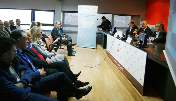 Mazaira, Baltar y Rodríguez, en la presentación del Observatorio Económico en la Asociación de Empresarios del Polígono de San Cibrao./P.L.