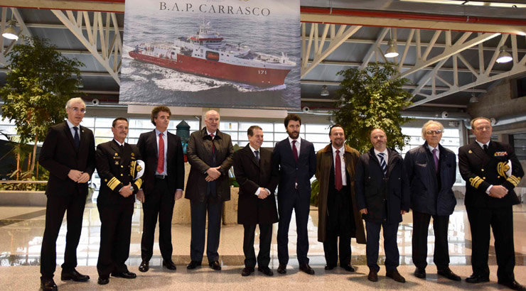 Autoridades en la entrega del buque oceanográfico Carrasco./P.HERNÁNDEZ GAMARRA.