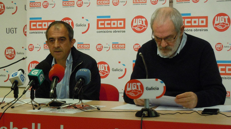 José Antonio Gómez Gómez e Xosé Manuel Sánchez Aguión, secretarios xerais de UGT e CCOO en Galicia,