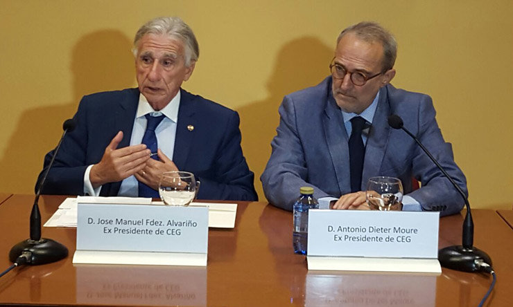José Manuel Fernández Alvariño y Antonio Dieter Moure, expresidentes de la CEG.