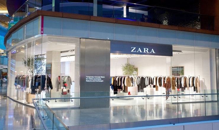 Fachada de la pop up de Zara en el centro comercial Westfield de Londres./A.SALGADO.