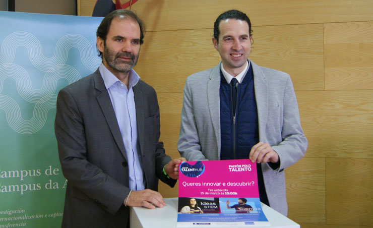Julio Masid y Virxilio Rodríguez presentaron el evento de Aquae Talent Hub en Ourense./P.L.