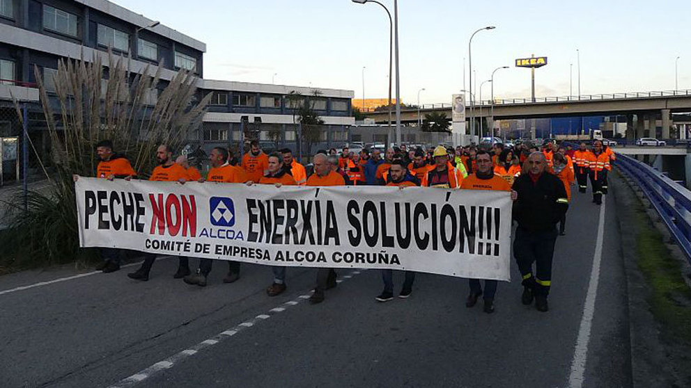 Manifestación de trabajadores de Alcoa A Coruña.