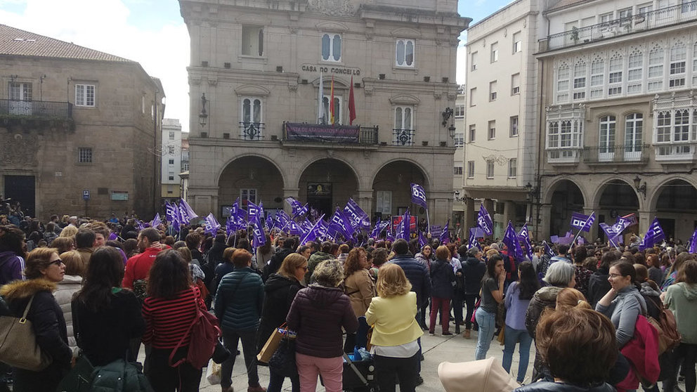 Concentración de mulleres este 8 de marzo en Santiago de Compostela.