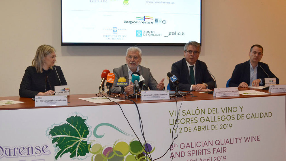 Emma González, Rosendo Fernández, Manuel Rodríguez y Juan Manuel Casares, en la presentación de Ourense Vinis Terrae.