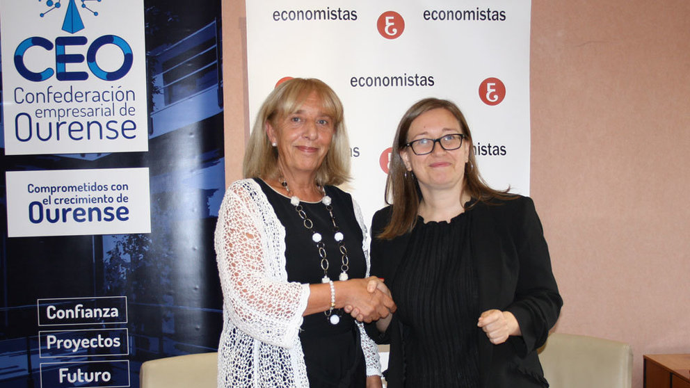 Marisol Novoa, presidenta de la CEO, y Carmen Sampayo, decana del Colegio de Economistas de Ourense.