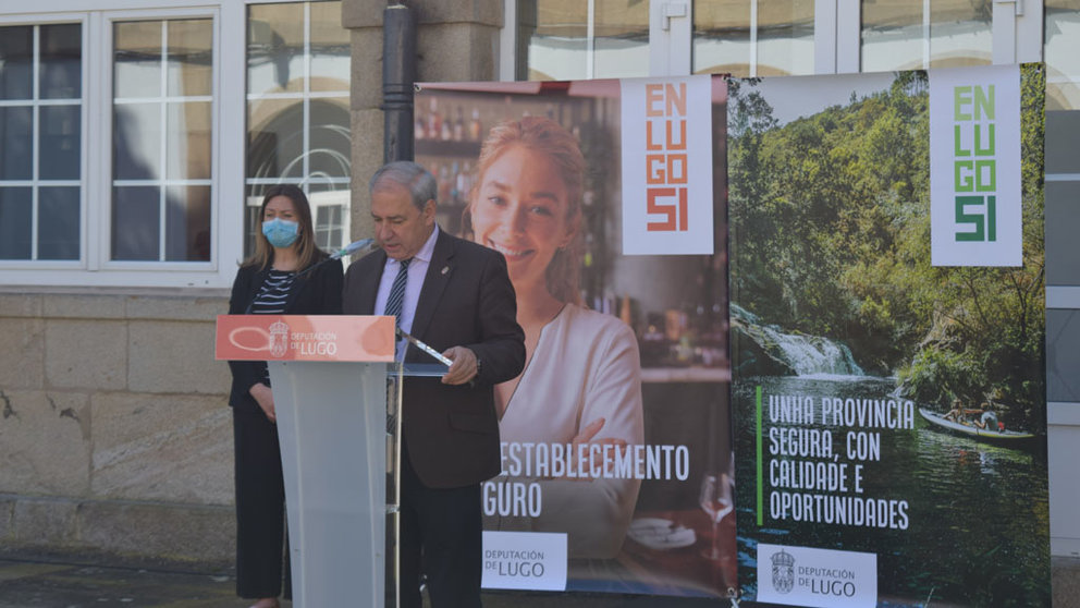 O presidente da Deputación de Lugo, José Tomé, na presentación da campaña &#34;En Lugo, si&#34;.