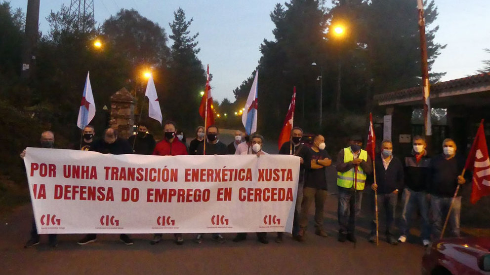 Protesta de traballadores auxiliares da central de Meirama/CIG.
