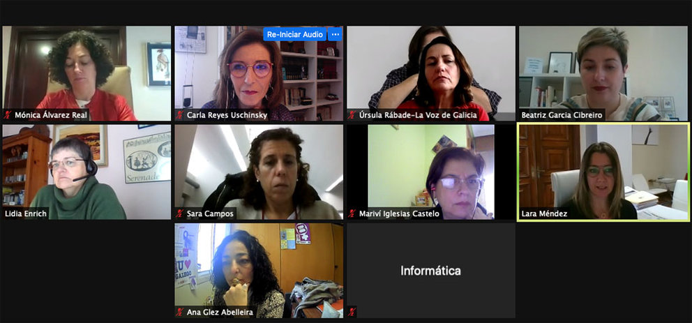 Integrantes de la directiva de Executivas en su reunión online con la alcaldesa de Lugo.