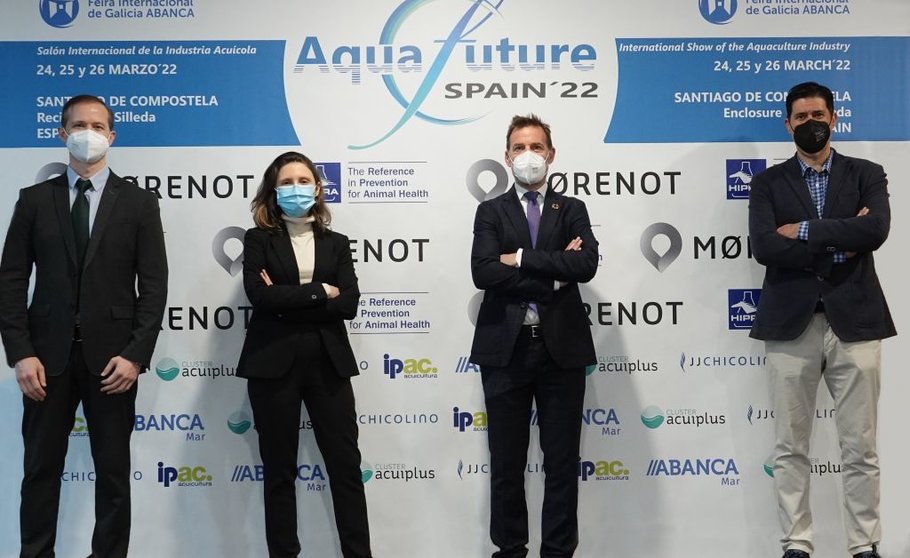 Ricardo Durán, Ángela Debenedetti, Juan Lijó y Jesús Fraga, en la presentación de Aquafuture Spain'22.