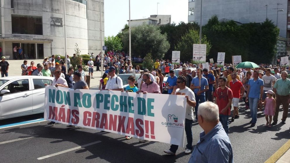 Protesta de gandeiros en 2015 en Lugo.