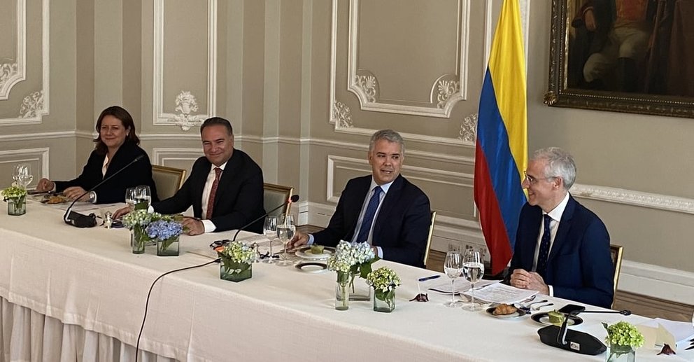 Reunión del vicepresidente de la Xunta, Francisco Conde, con el presidente de Colombia, Iván Duque.