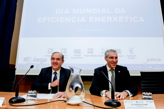 Enrique Losada y Francisco Conde en la jornada sobre eficiencia energética./M.F.