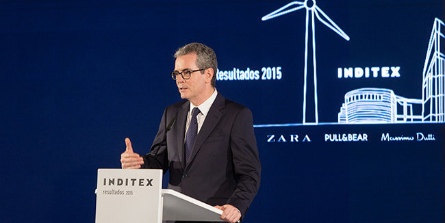 Pablo Isla, durante la presentación de los resultados de 2015 de Inditex.