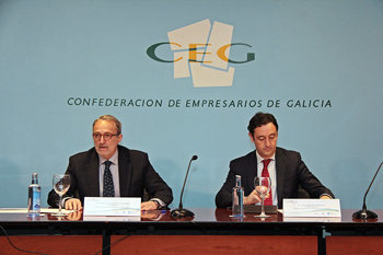 El presidente de la CEG, Antonio Dieter Moure, y el presidente del Igape, Javier Aguilera./L.P.