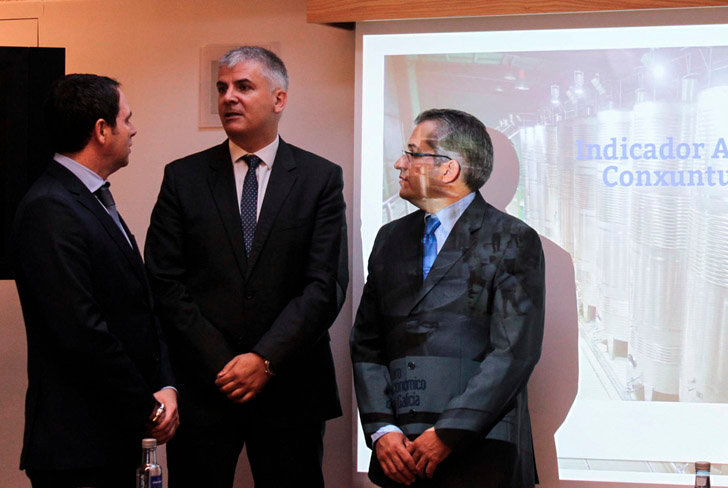 Manuel Ferro, Santiago Lago y Patricio Sánchez en la presentación del Indicador de Conxuntura Económica.