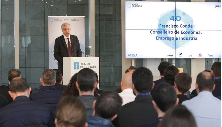 Francisco Conde en la jornada Oportunidades de desarrollo de la Industria 4.0 en Galicia, celebrada en Santiago./C.PAZ.