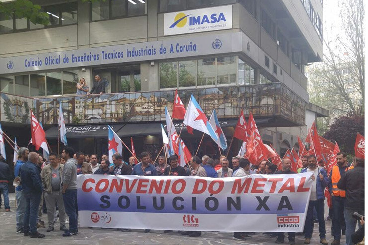 Concentración de delegados sindicais do sector siderometalúrxico na Coruña./UGT.