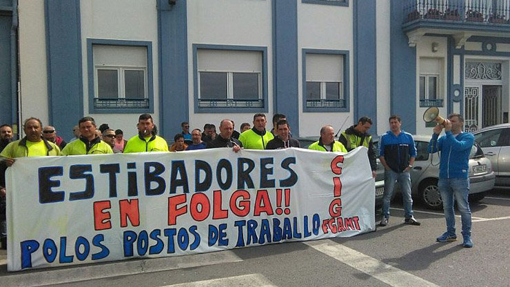 Protesta de estibadores en el Puerto de Ferrol./CIG.