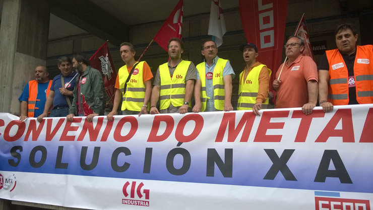 Concentración na Coruña dos traballadores do sector do metal./CIG.