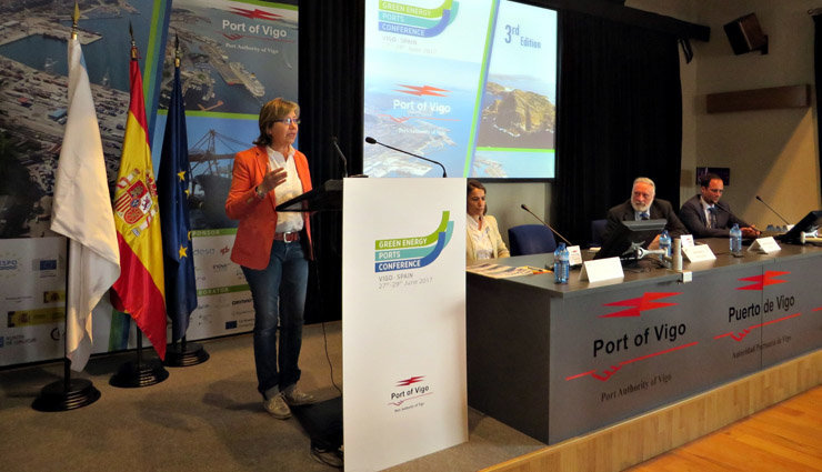 La conselleira do Mar, Rosa Quintana, en la clausura de la Green Energy Ports Conference en Vigo.