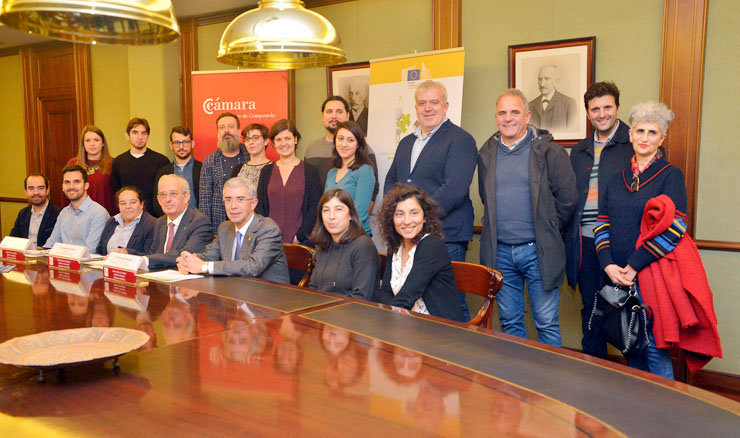 Emprendedores e empresas participantes no programa europeo no que a Cámara de Santiago foi intermediario.