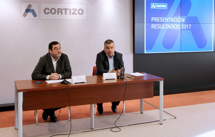 Antonio Picón y Daniel Lainz, en la presentación de resultados de Cortizo.