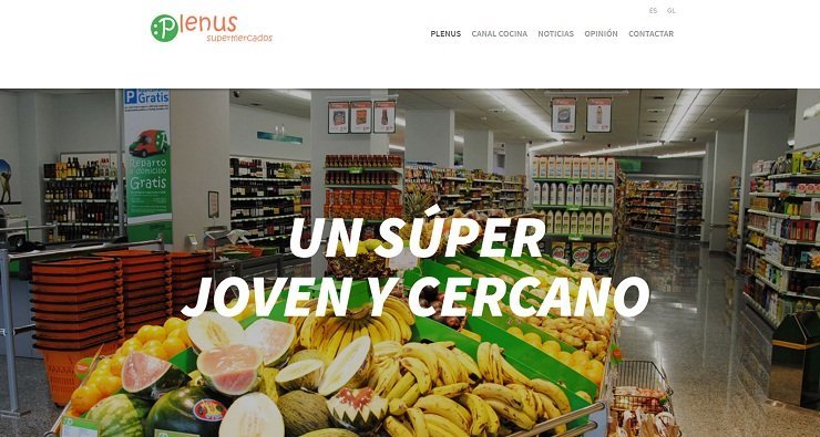 Página web de Supermercados Plenus.