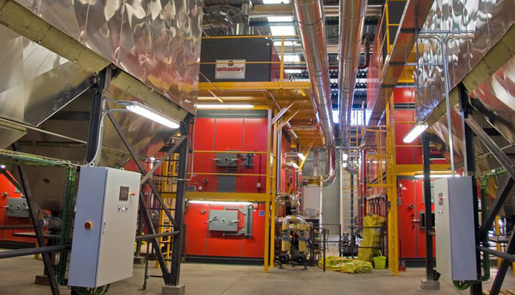 Una planta de generación de calor con biomasa de Veolia.