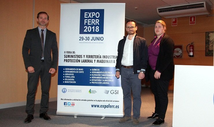 Ricardo Durán, Santiago Souza y María Campos en la presentación de II Expoferr.