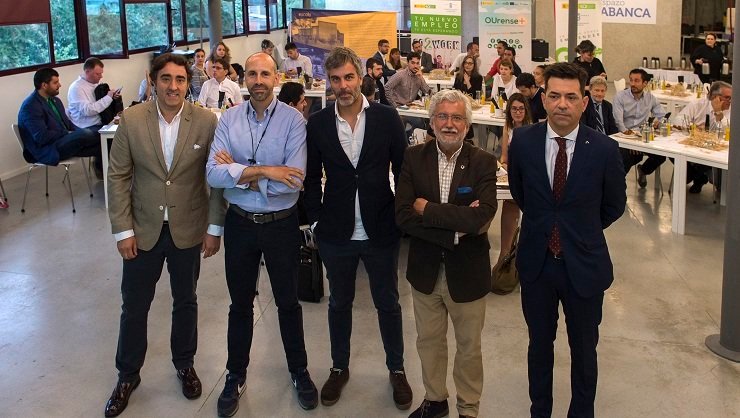 Pumar, Megías, García, Fernández y Romero, en el &#39;StartUp Café&#34; de Ourense./A.PAZ.