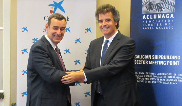 Emilio Barreiro y Marcos Freire firmaron el convenio de incorporación de Caixabank a Aclunaga.