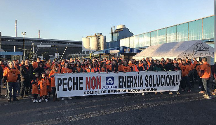 Protesta dos traballadores de Alcoa A Coruña./CIG.