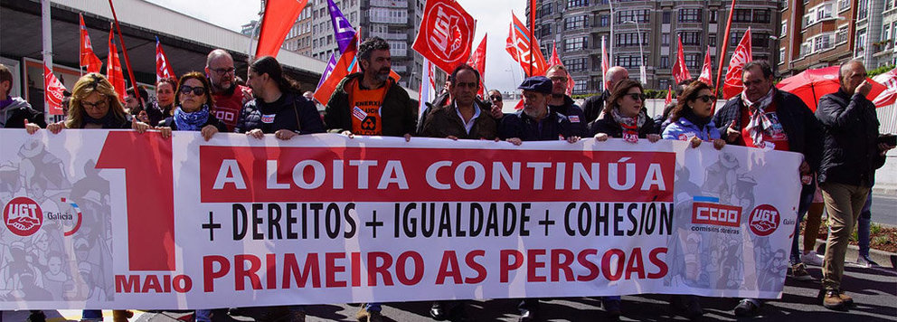 Manifestación de UGT e CCOO na Coruña.