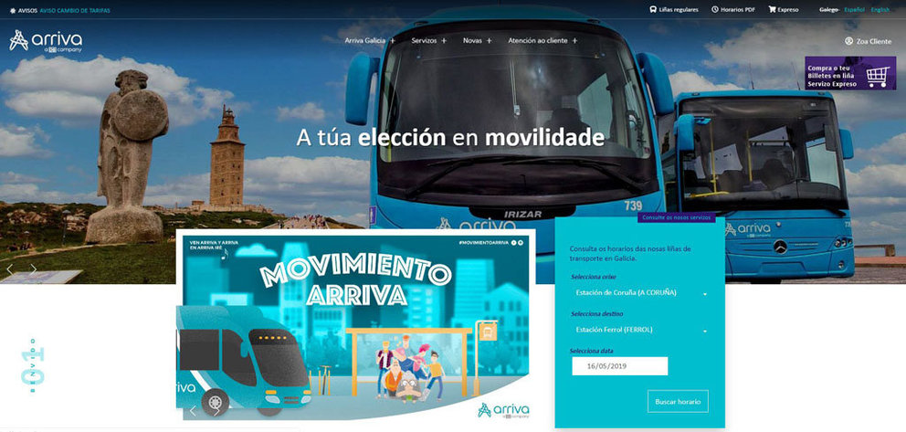 Web de Arriva Galicia.