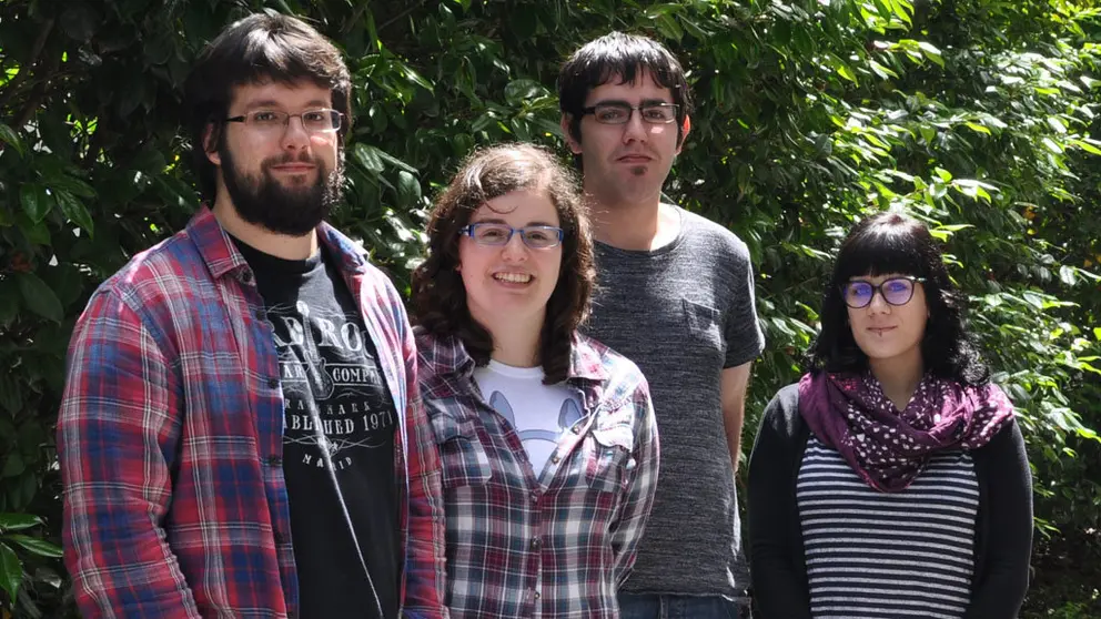 Equipo de MycoGalicia De esq. a drta Hugo Fernández, María Cabaleiro, Andrés Cordeiro e Paula Estévez.