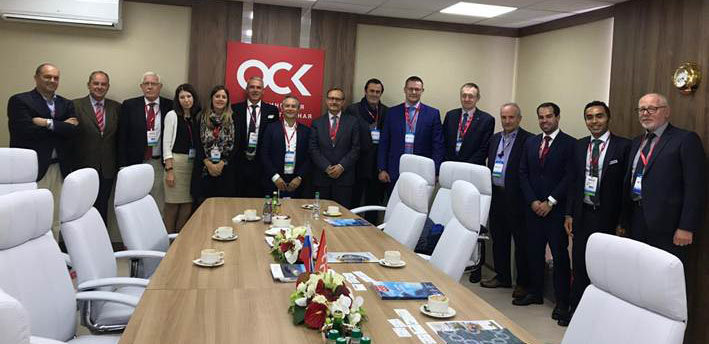 Representantes de Asime con los principales dirigentes de OCK, principal organización naval rusa.