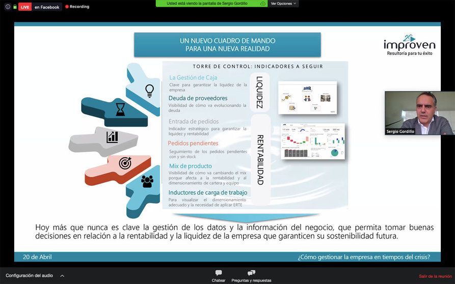 Una imagen del webinar organizado por Improven junto al Círculo de Empresarios de Galicia.