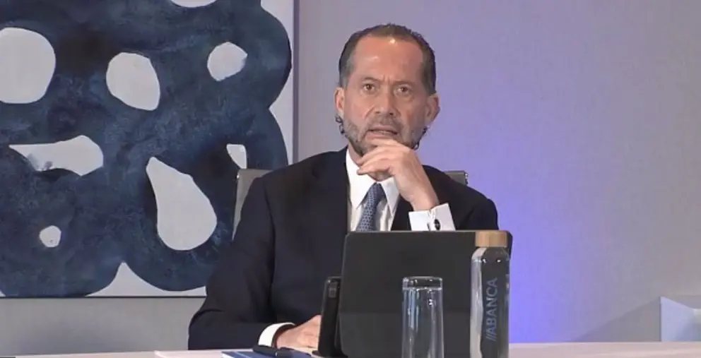 Juan Carlos Escotet, en un momento de la presentación del primer informe del Observatorio Abanca by IESIDE.
