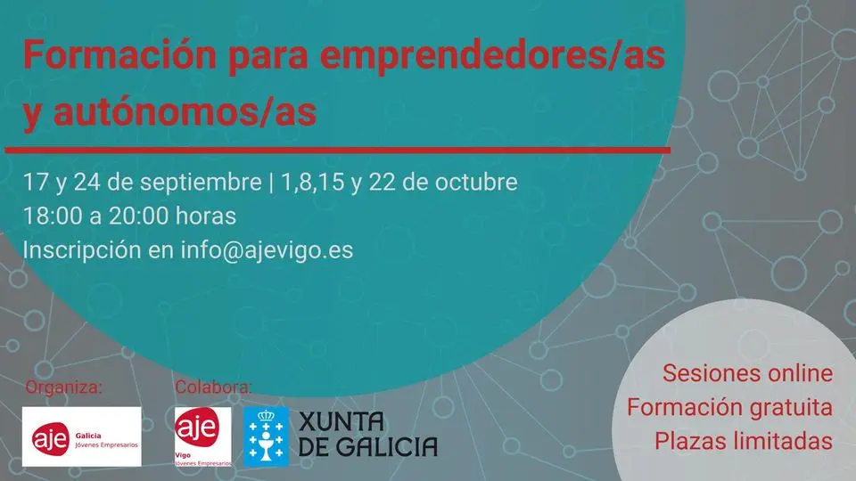 Las sesiones formativas de AJE Galicia están dirigidas a emprendedores y autónomos.