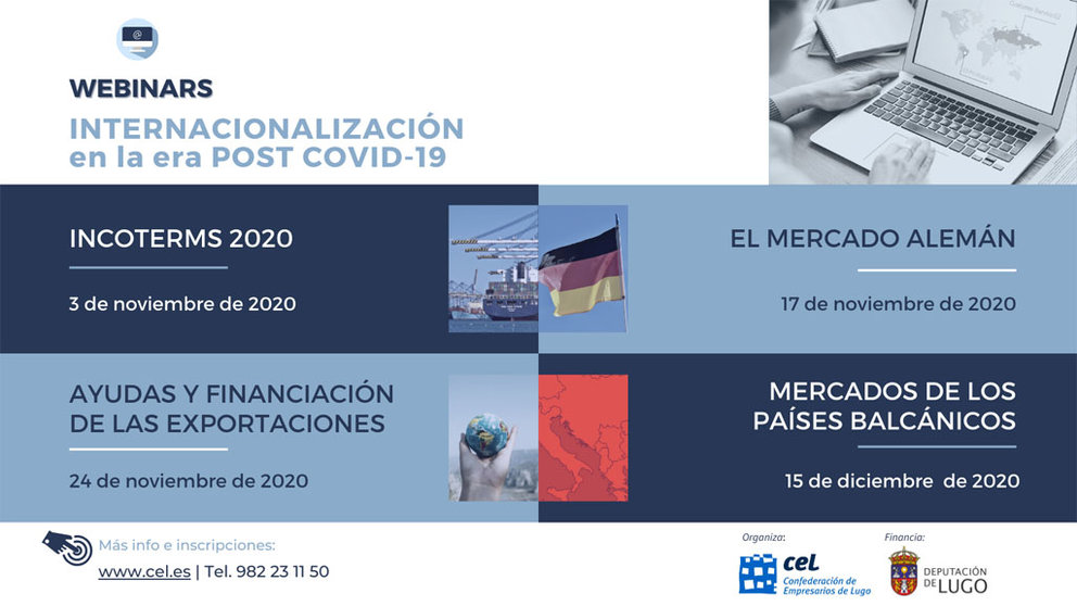 Diputación de Lugo y CEL promueven un ciclo de webinars sobre internacionalización.