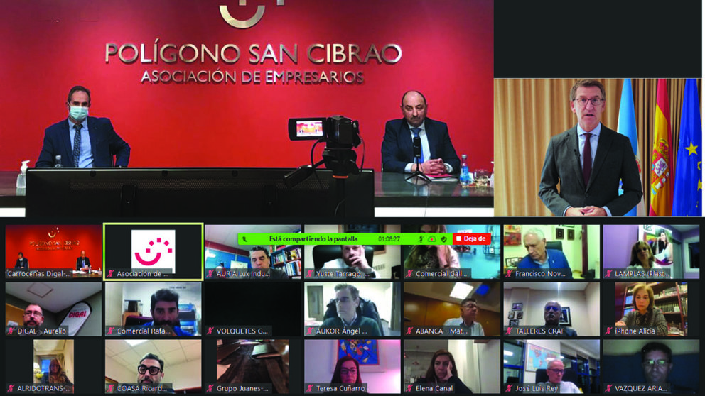 Un momento de la asamblea online de la Asociación de Empresarios del Polígono de San Cibrao.